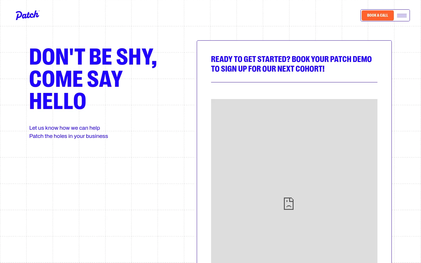 Patch Contact desktop website screenshot
