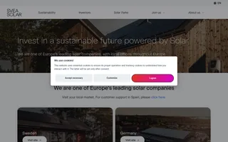 Svea Solar homepage website preview