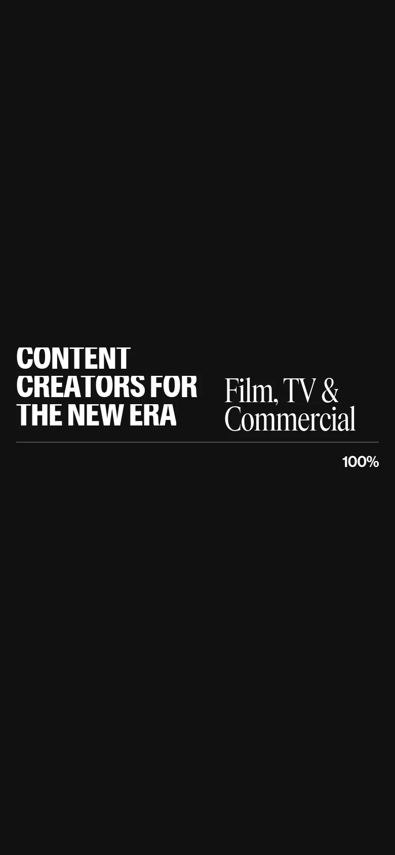 The mobile version maintains the white background and minimalist aesthetic but stacks the content vertically. The headline 'Your Trusted Creative Partner' is followed by a single column of behind-the-scenes images and the strategy text. The navigation menu is condensed into a hamburger icon at the top right, and the black footer section remains at the bottom.