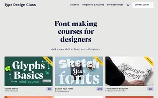 Type Design Class homepage website preview