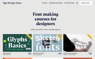 Type Design Class homepage website preview