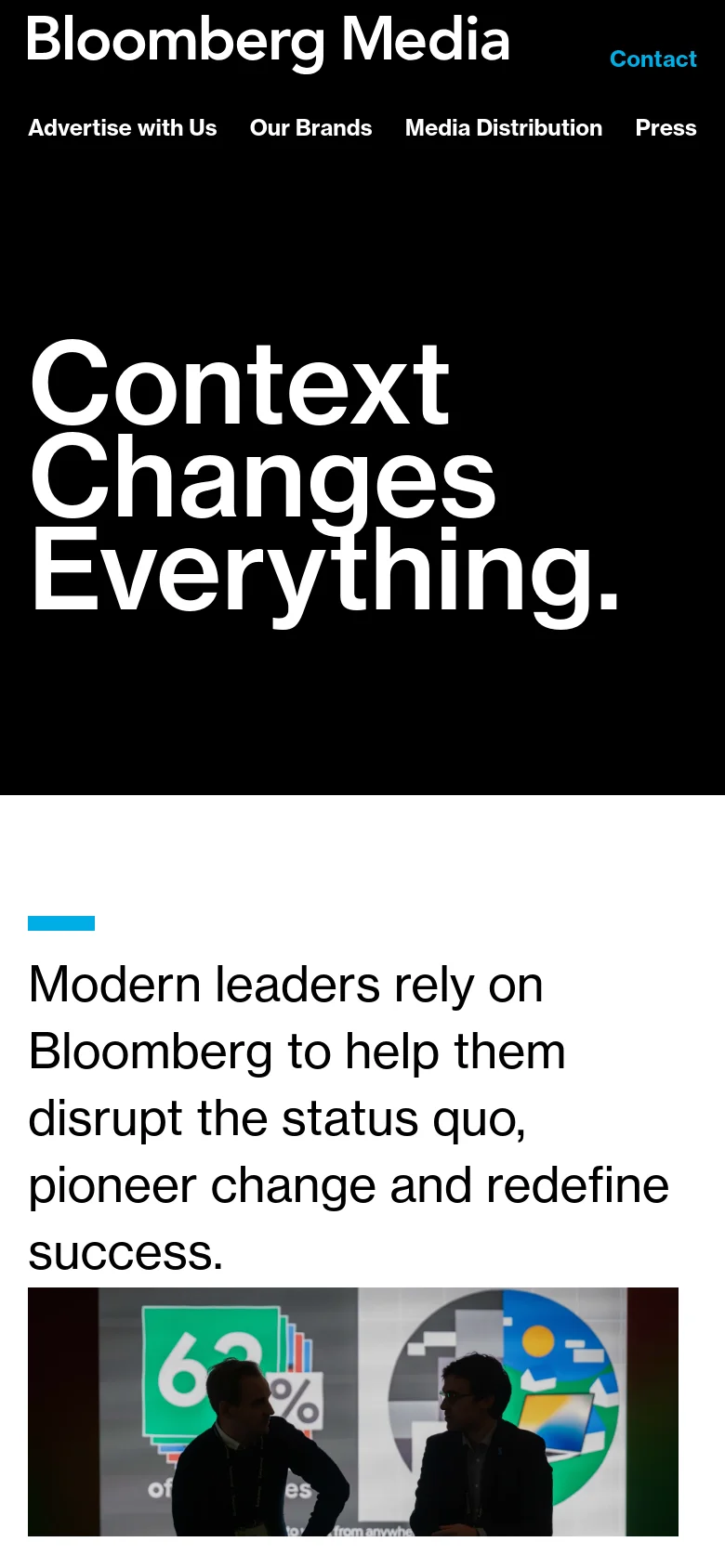 Bloomberg Media homepage mobile website screenshot