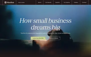 Manifest homepage website preview