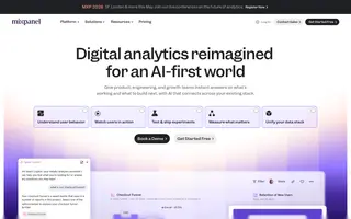 Mixpanel homepage website preview