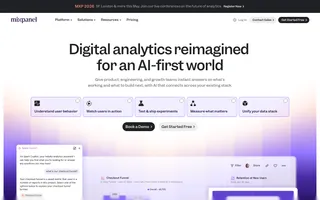 Mixpanel homepage website preview