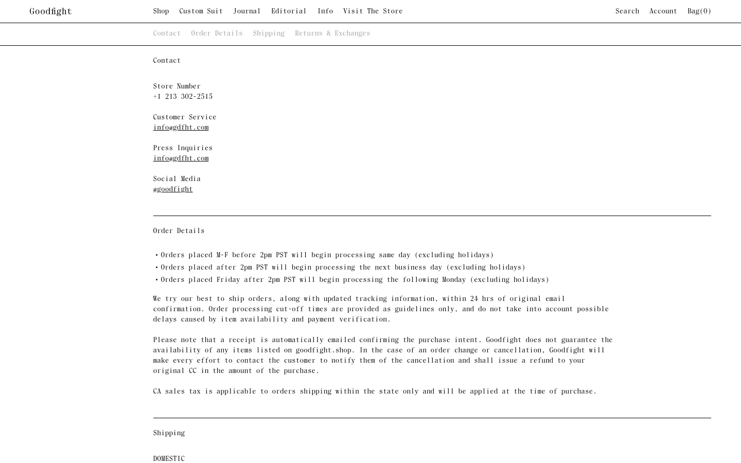 Goodfight About Us desktop website screenshot