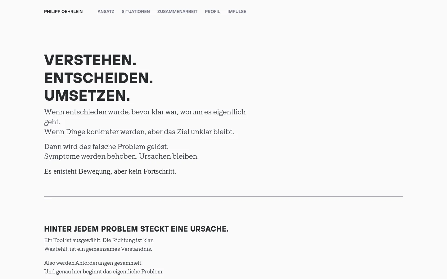Philipp Oehrlein Home / Landing desktop website screenshot