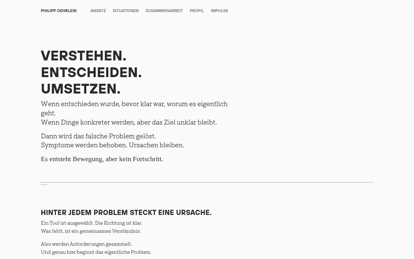 Philipp Oehrlein Home / Landing desktop website screenshot