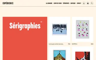 Librairie Expérience homepage website preview