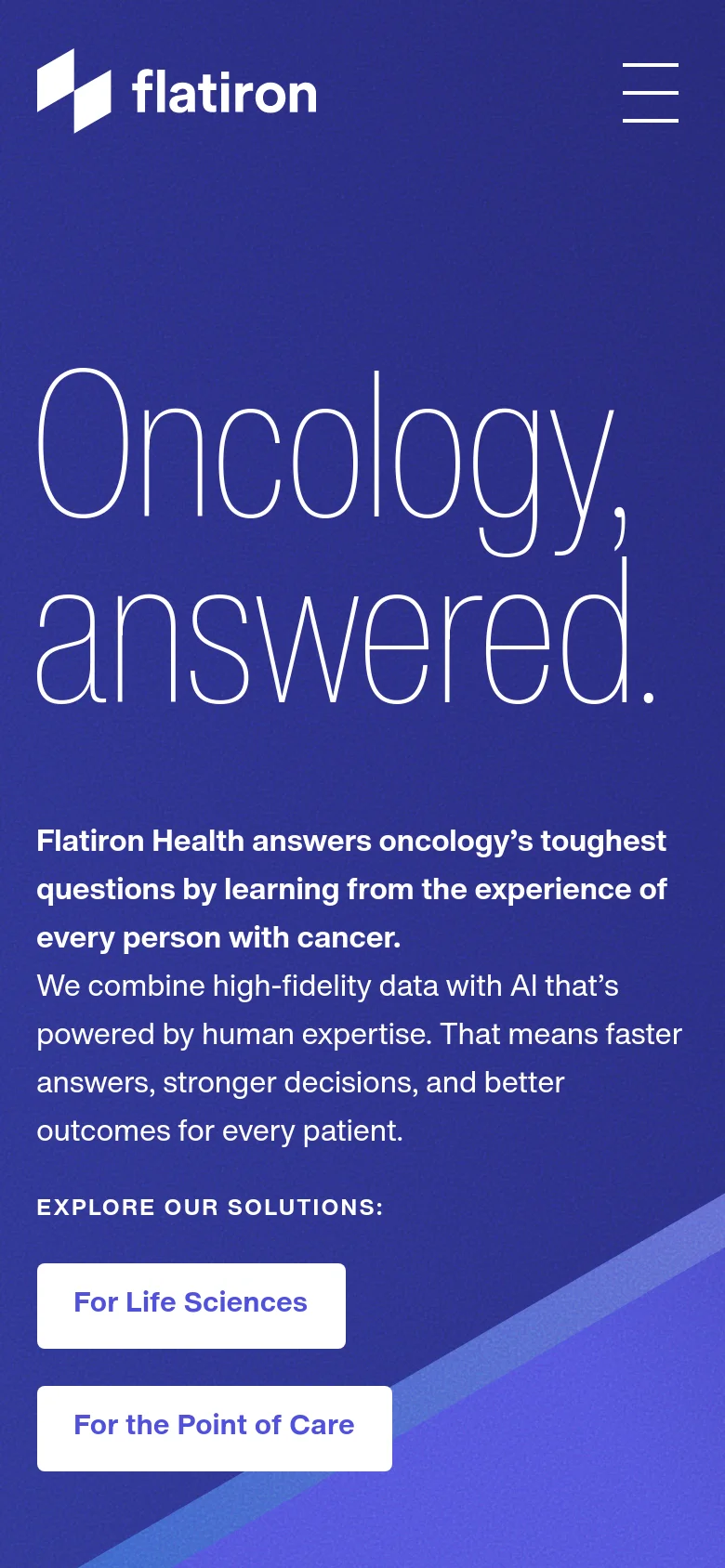 Flatiron homepage mobile website screenshot