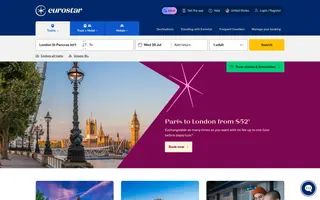 Eurostar homepage website preview