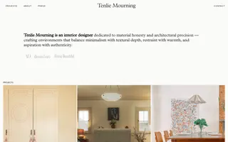 Tenlie Mourning homepage website preview