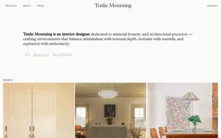 Tenlie Mourning homepage website preview