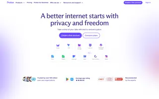 Proton homepage website preview