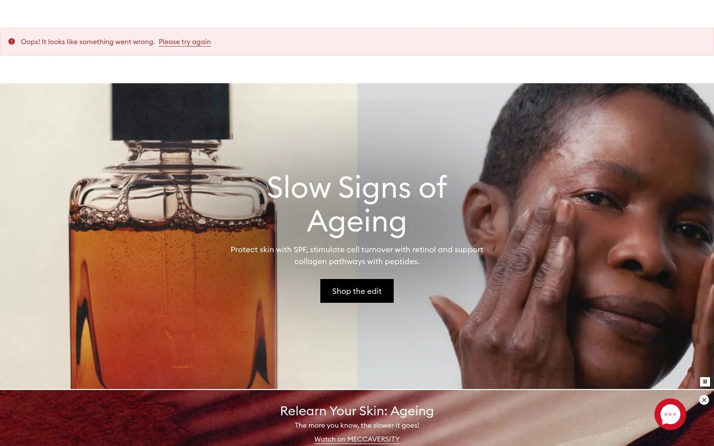 MECCA homepage desktop website screenshot