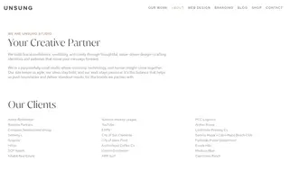 Unsung Studio homepage website preview