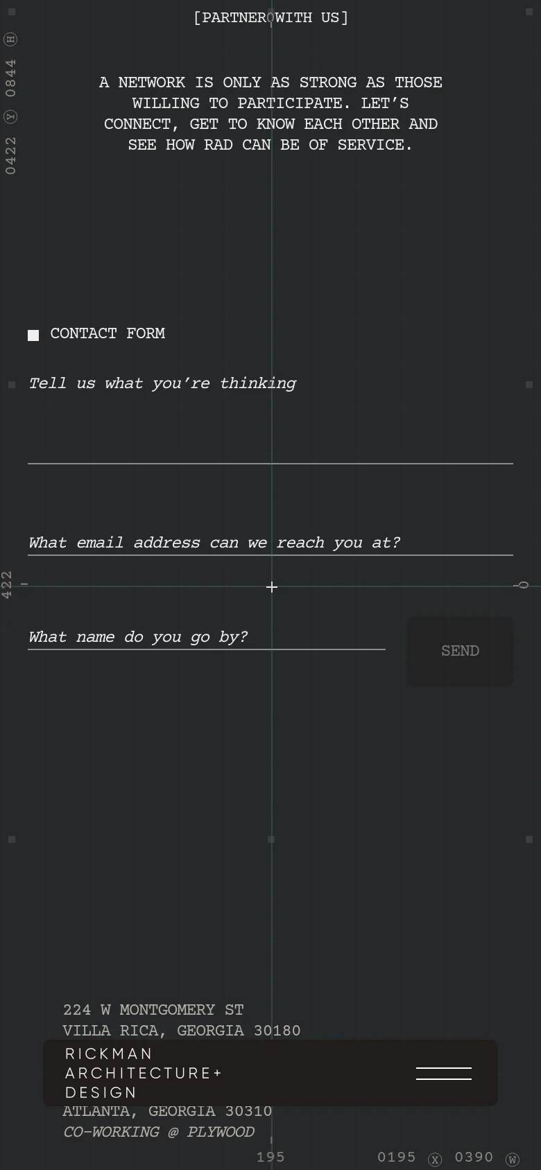 Rickman Architecture + Design Contact mobile website screenshot