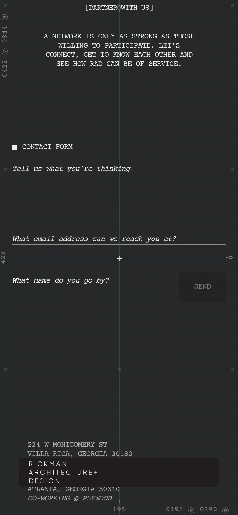 Rickman Architecture + Design Contact mobile website screenshot