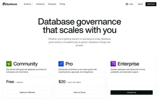 Bytebase homepage website preview