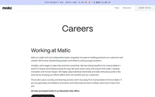 Matic homepage website preview