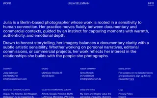 Julia Sellmann homepage website preview