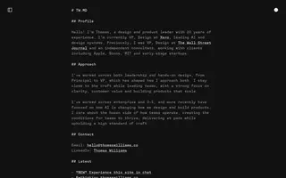 Thomas Williams homepage website preview
