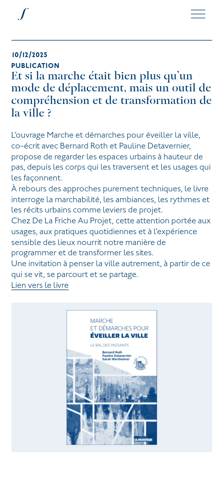 The mobile version features a single-column vertical layout optimized for small screens. The navigation is condensed into a hamburger menu icon at the top right, and the news content stacks vertically, placing the large blue headline and text above the associated image for easier scrolling.