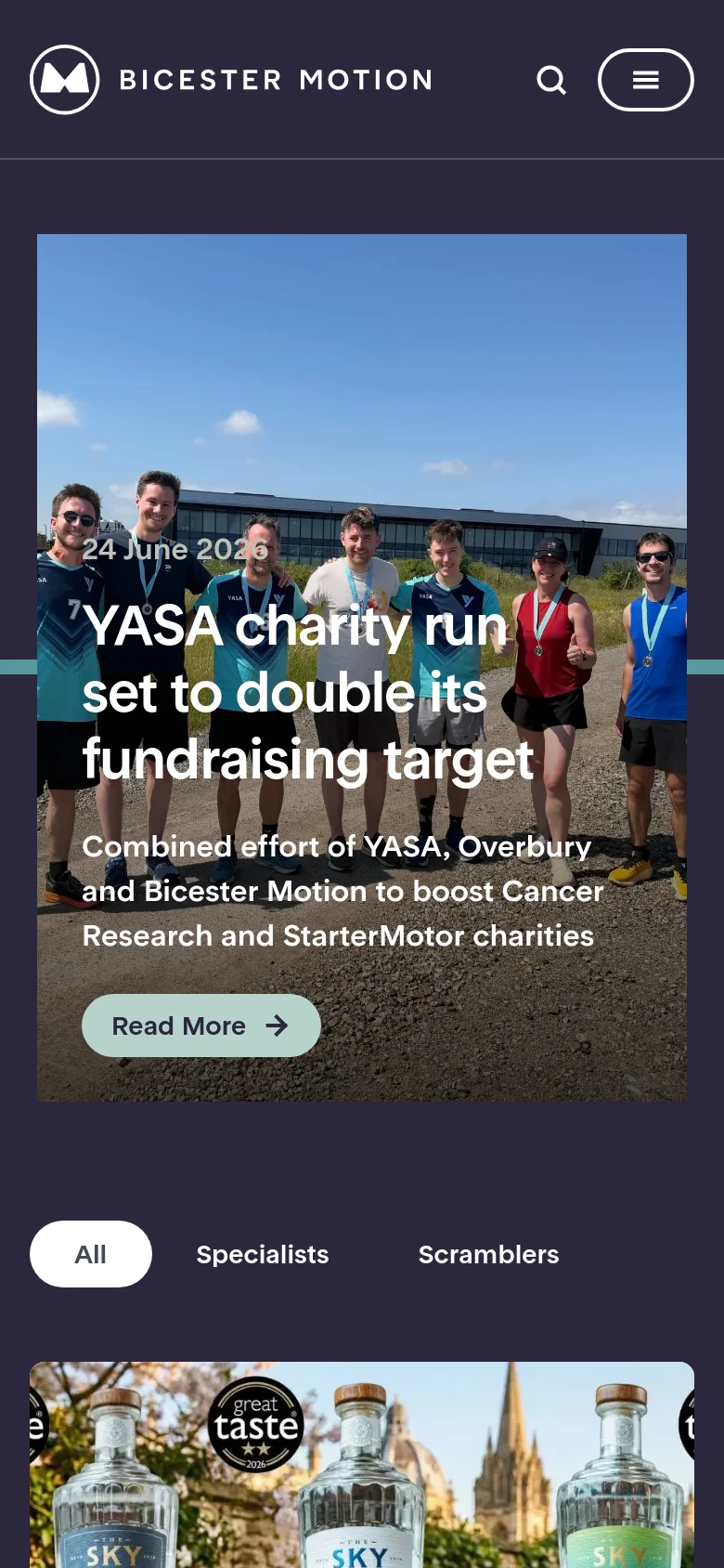 Bicester Motion Blog / Article mobile website screenshot