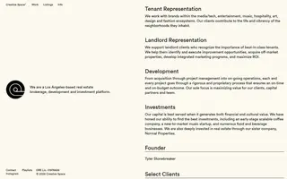 Creative Space homepage website preview