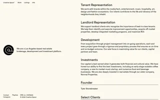 Creative Space homepage website preview