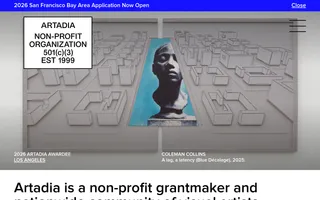 Artadia homepage website preview