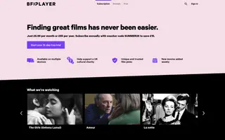 BFI Player homepage website preview