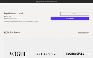 Lobie homepage website preview