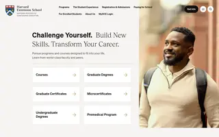 Harvard Extension school homepage website preview