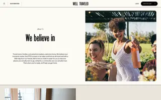 Well Traveled homepage website preview