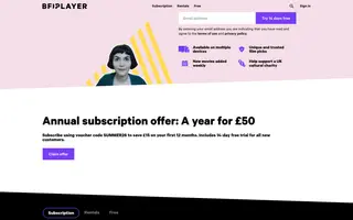BFI Player homepage website preview