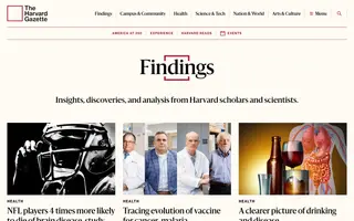 The Harvard Gazette homepage website preview