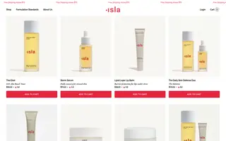 Isla homepage website preview