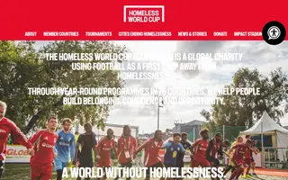 Homeless World Cup homepage website preview