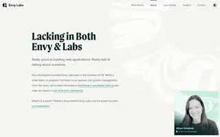 Envy Labs homepage website preview