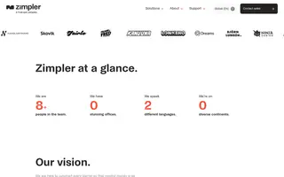 Zimpler homepage website preview