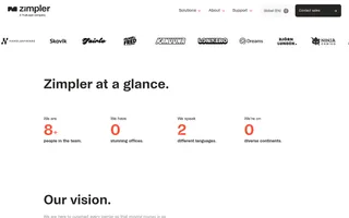 Zimpler homepage website preview