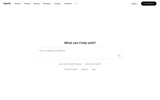 Open AI homepage website preview