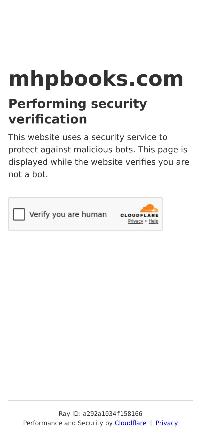 The mobile version shows the same security verification content as the desktop, but the text and Cloudflare widget are centered and scaled to fit a narrower vertical screen layout.
