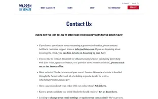 Warren for Senate homepage website preview