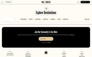 Well Traveled homepage website preview