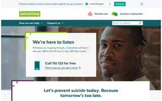 Samaritans homepage website preview