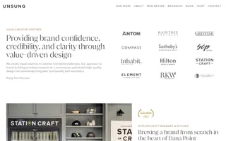 Unsung Studio homepage website preview