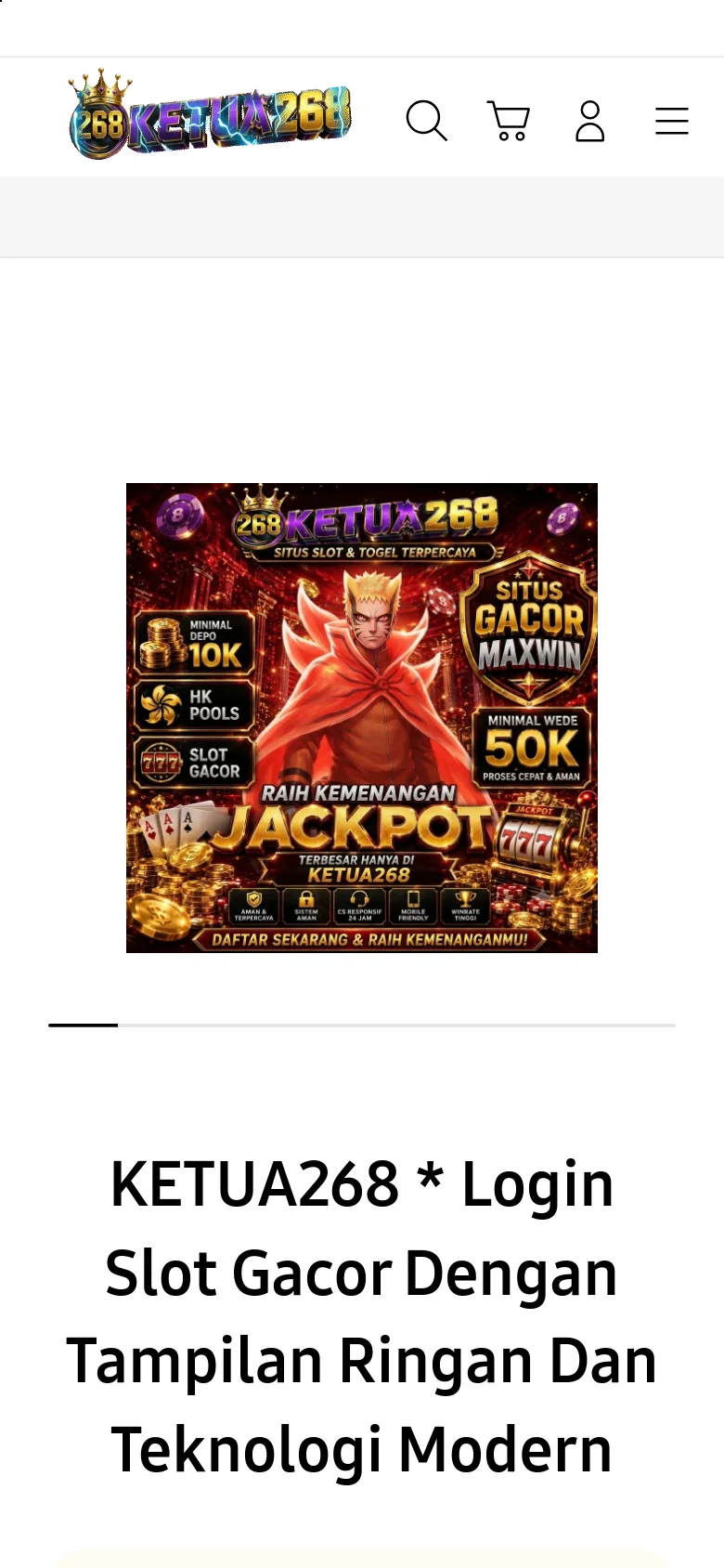 Mobile version of the page showing a vertically stacked layout. The colorful hero image appears first, followed by a large, bold headline that spans the width of the screen. The navigation is condensed into a hamburger menu icon at the top right.