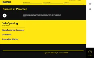 Paratech homepage website preview
